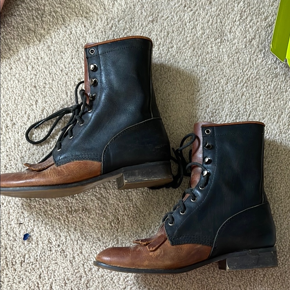 Jeffrey Campbell Brown Heeled Boots with Distressed Leather